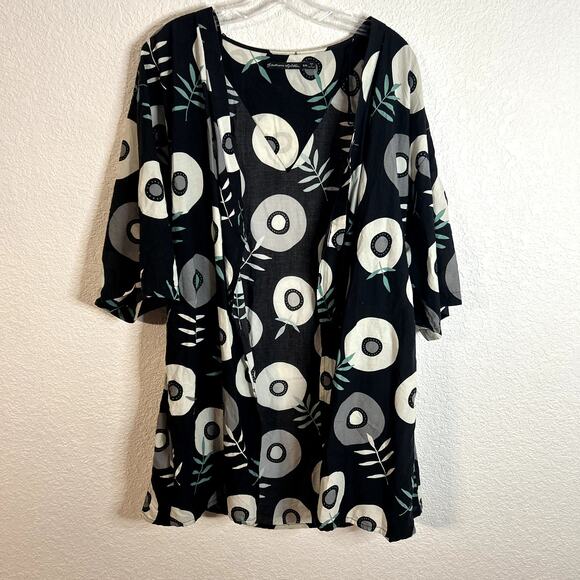 Gudrun Sjoden Womens Julie Floral Tulip Organic Cotton Open Shirt Small Medium - Picture 2 of 6